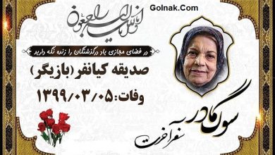 درگذشت صدیقه کیانفر بازیگر 5 خرداد 99 + دلیل فوت صدیقه کیانفر