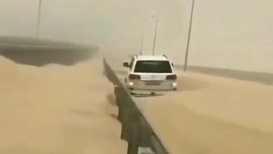 تصاویر باورنکردنی از خیابان‌های کویت بعد از طوفان شن